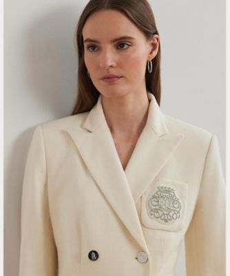 [Ralph Lauren] ブリオン ジャカード ブレザー ホワイト ブリオン ダブルブレステッド ジャカード ブレザー