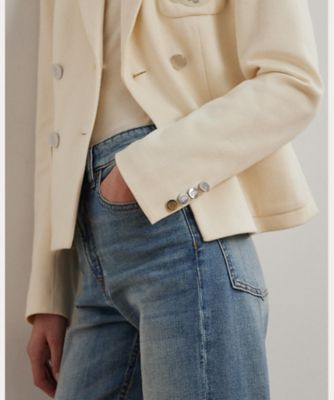 [Ralph Lauren] ブリオン ジャカード ブレザー ホワイト ブリオン ダブルブレステッド ジャカード ブレザー