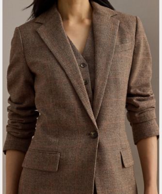 グレン チェック コットンブレンド ブレザー