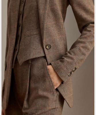 グレン チェック コットンブレンド ブレザー