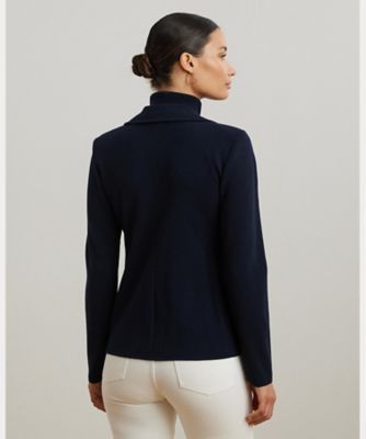 ローレンラルフローレン　レザートリムコットンブレンドブレザー　近年モデル　XS ローレンラルフローレン レザートリムコットンブレンドブレザー 近年