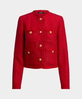 ＜LAUREN RALPH LAUREN (Women)＞リネン　ヘリンボーン　クロップド　ジャケット　ＷＭＬＲＯＴＷＳ６０２０２８１