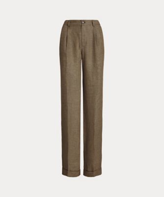 ＜LAUREN RALPH LAUREN (Women)＞ハウンドトゥース　プリーテッド　リネン　ツイル　パンツ　ＷＭＬＲＰＮＴＳＢＶ２０２８１