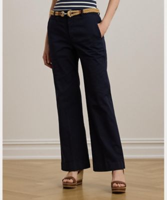 ストレッチ コットン チノ フレア パンツ