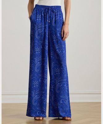 ペイズリー クレープ ワイドレッグ パンツ