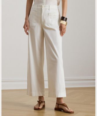 ストレッチ チノ ワイドレッグ クロップド パンツ