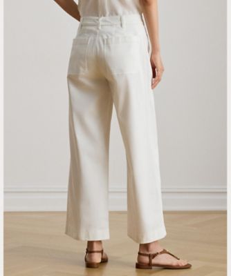 ストレッチ チノ ワイドレッグ クロップド パンツ