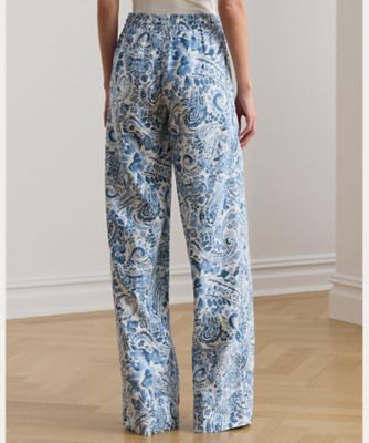 LAUREN RALPH LAUREN ペイズリー柄パンツ サイズ12 ペイズリー リネン ワイドレッグ パンツ
