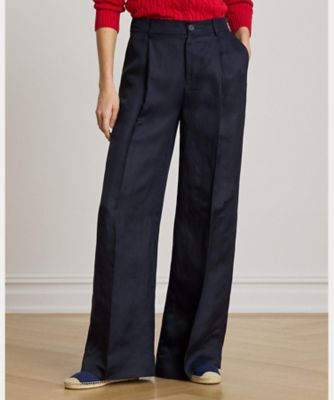 ＜LAUREN RALPH LAUREN (Women)＞リネンブレンド　ツイル　ワイドレッグ　パンツ　ＷＭＬＲＰＮＴＳＢＶ２０３４１