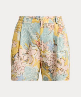 ＜LAUREN RALPH LAUREN (Women)＞フローラル　プリーテッド　リネン　ショートパンツ　ＷＭＬＲＳＨＯＳ７６２０１０２