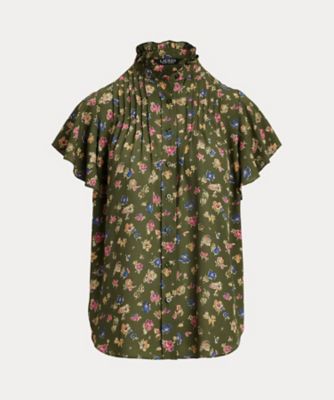 ＜LAUREN RALPH LAUREN (Women)＞フローラル　ジョーゼット　フラッタースリーブ　シャツ　ＷＭＬＲＳＨＴＳ５０２００２７