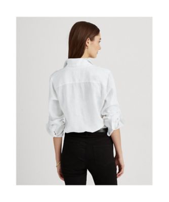 【美品】ポロラルフローレン/リネンサファリシャツ ホワイト Lサイズ リネン シャツ WMLRSHTS6820046 | LAUREN RALPH LAUREN