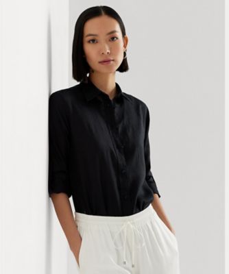 (取寄) ローレン ラルフローレン レディース プラス-サイズ リネン ロール タブ - Ralph リネン シャツ WMLRSHTS6820110 | LAUREN RALPH