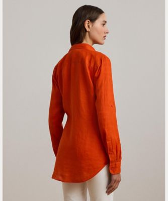 90s Ralph Lauren オレンジ カラー リネンスラックス DM710 リラックスド フィット リネン シャツ