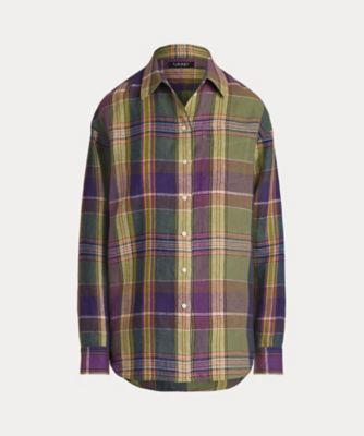 ＜LAUREN RALPH LAUREN (Women)＞リラックス　フィット　チェック　リネン　シャツ　ＷＭＬＲＳＨＴＳ６８２０４６５