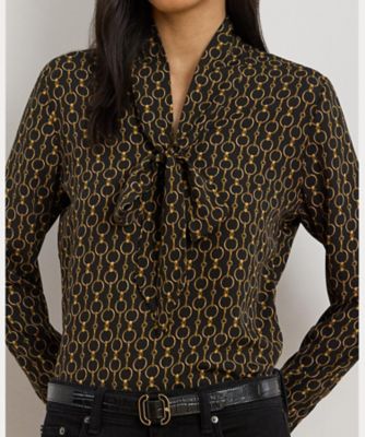 今だけお値下げ】LAUREN RALPH LAURENクレープタイネックシャツ 今だけ