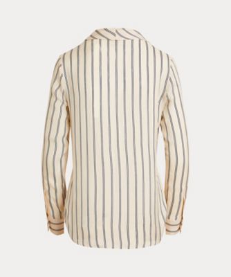 雑誌掲載⭐︎美品⭐︎ラルフローレン⭐︎マルベリーシルク ストライプ タイネック シャツ POLO RALPH LAUREN（ポロ ラルフ ローレン）の「マルベリー