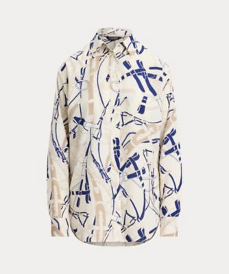 LAUREN RALPH LAUREN (Women)/ローレン ラルフ ローレン リラックス フィット ベルティングプリント クレープ シャツ WMLRSHTS6820500 101ナチュラル トップス【三越伊勢丹/公式】