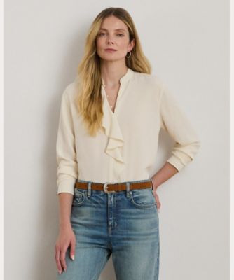 フリルトリムド ジョーゼット チュニック