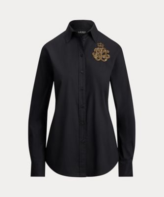 LAUREN RALPH LAUREN (Women)/ローレン ラルフ ローレン クラシック フィット ロゴ コットンブレンド シャツ WMLRSHTS6820519 001ブラック トップス【三越伊勢丹/公式】