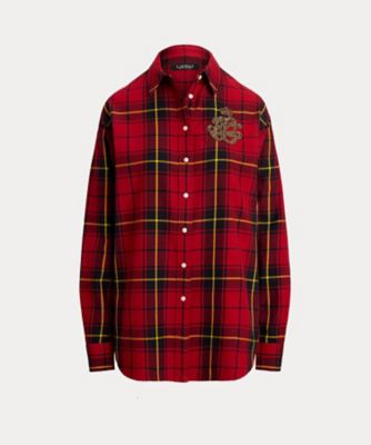 LAUREN RALPH LAUREN (Women)/ローレン ラルフ ローレン リラックス フィット ビーデッドロゴ チェック シャツ WMLRSHTS6820520 001レッド トップス【三越伊勢丹/公式】