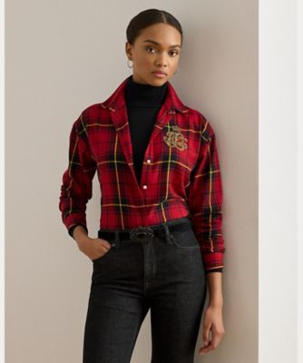 リラックス フィット ビーデッドロゴ チェック シャツ