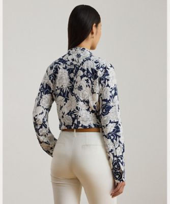 リラックス フィット フローラル リネン シャツ