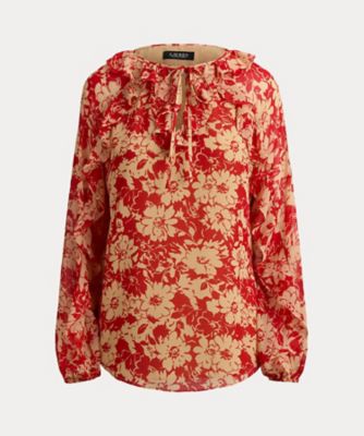 ＜LAUREN RALPH LAUREN (Women)＞フローラル　フリルトリム　ジョーゼット　ブラウス　ＷＭＬＲＳＨＴＳ６８２０５５０