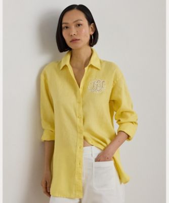 リラックス フィット アイレットロゴ リネン シャツ