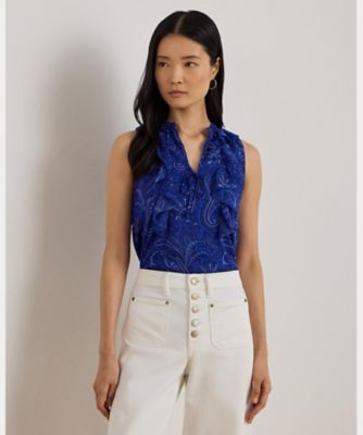 ペイズリー フリルトリム ジョーゼット ブラウス