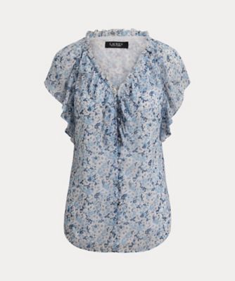 ＜LAUREN RALPH LAUREN (Women)＞フローラル　フリルトリム　ジョーゼット　ブラウス　ＷＭＬＲＳＨＴＳＮ８２０１４０