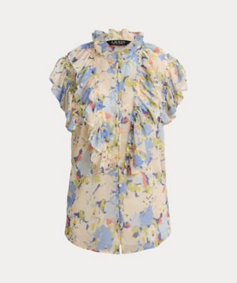 ＜LAUREN RALPH LAUREN (Women)＞フローラル　フリルトリム　ジョーゼット　シャツ　ＷＭＬＲＳＨＴＳＮ８２０１４１