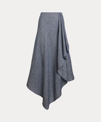 ＜LAUREN RALPH LAUREN (Women)＞ストライプド　リネン　Ａライン　ミディ　スカート　ＷＭＬＲＳＫＴＳ６Ｈ２０２７４