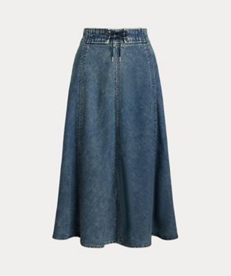 ＜LAUREN RALPH LAUREN (Women)＞デニム　ドローコード　ミディ　スカート　ＷＭＬＲＳＫＴＳ６Ｈ２０２７９