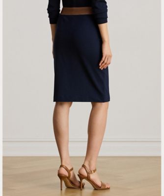 フェイクレザートリム ポンチ ペンシル スカート