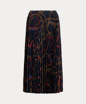 ベルティングプリント プリーテッド ジョーゼット スカート