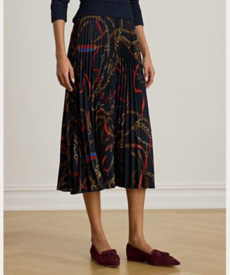 ベルティングプリント プリーテッド ジョーゼット スカート