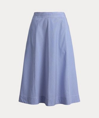 ＜LAUREN RALPH LAUREN (Women)＞ストライプド　パネルド　コットン　ブロードクロス　スカート　ＷＭＬＲＳＫＴＳ６Ｈ２０３０２