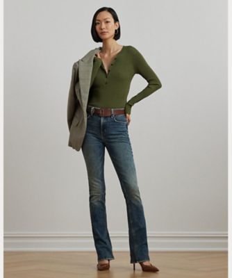 LAUREN RALPH LAUREN / ローレン ラルフ ローレン リブニット ヘンリーネック セーター LAUREN RALPH ニット セーター リブニット ヘンリーネック