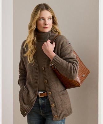 ウールブレンド Vネック カーディガン