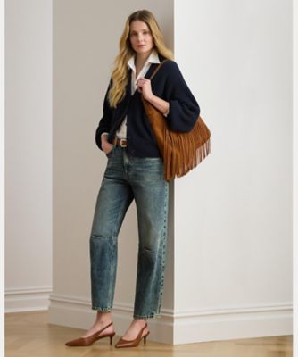 リブ ウールブレンド Vネック カーディガン