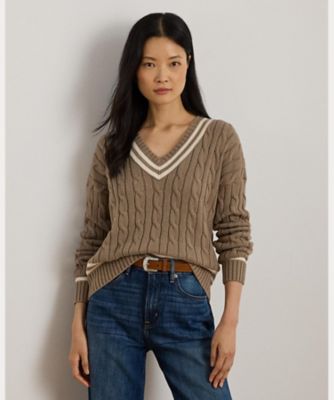 ケーブルニット コットン クリケット セーター