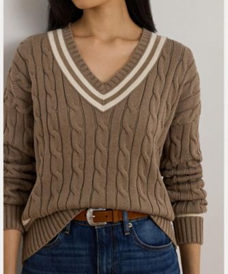 人気✨LAUREN RALPH LAUREN ケーブルニットクリケットセーター ケーブルニット コットン クリケット セーター