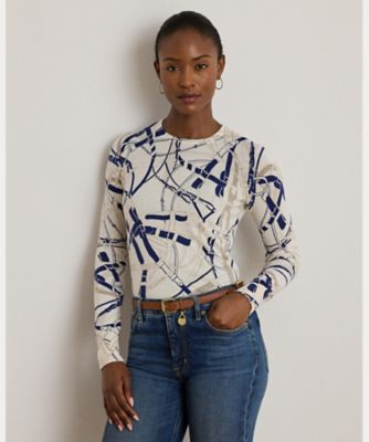 ベルティングプリント コットンブレンド セーター