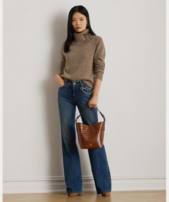 透け感が可愛い♡ラルフローレン　ラッフルトリムラップドレス　ブラック バックルトリム メランジ タートルネック セーター