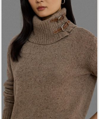 透け感が可愛い♡ラルフローレン　ラッフルトリムラップドレス　ブラック バックルトリム メランジ タートルネック セーター