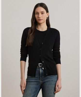 RALPH LAUREN ニットカーディガン リネン 100% Vネック セール】 リネンブレンド Vネック カーディガン （カーディガン