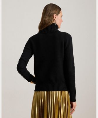 エンブロイダリーロゴ ウールブレンド タートルネック