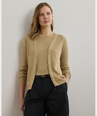美品 現行品 ポロ ラルフローレン リネンブレンド カーディガン S JP:M POLO RALPH LAUREN（ポロ ラルフ ローレン）の「リネンブレンド