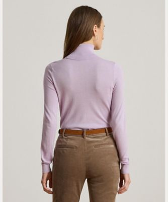 極美品✨ラルフローレンパープルレーベル 現行 シルクニットボーダータイトスカート シルクブレンド タートルネック セーター